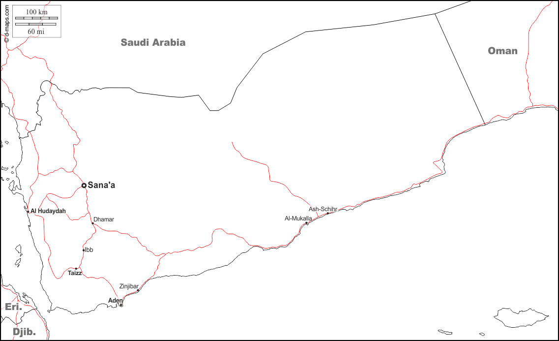 خريطة مدن اليمن، مدن اليمن بالتفصيل 1864