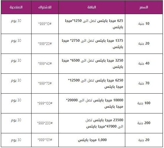 عروض الانترنت من we , استمتع بعروض النت من we