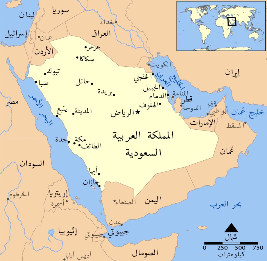 خريطة جنوب السعودية